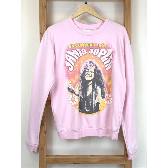Recycled Karma Tops - NWT Recycled Karma Pink Janis Joplin Screen Print Fleece Top #1408 Size XS